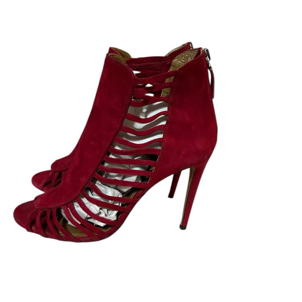 Aquazzura Follow Me Caged- Heel booties Dark Rose Suede 38 stilettos party